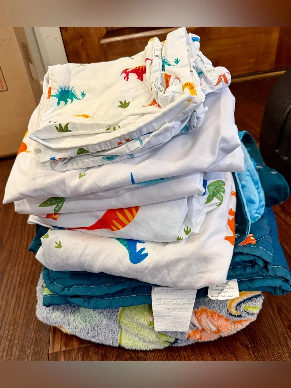 Kids Dinosaur Blanket and Bedding Set - Blue & Teal
